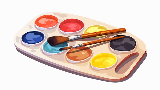 Colorful Palette of Paints for Art Tools Cartoon