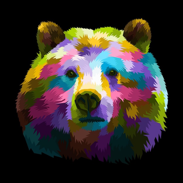 colorful panda pop art portrait   illustration