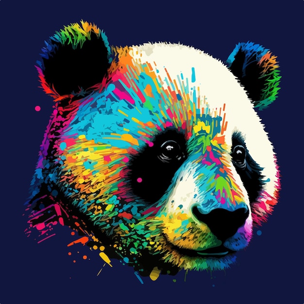 Colorful panda in pop art style