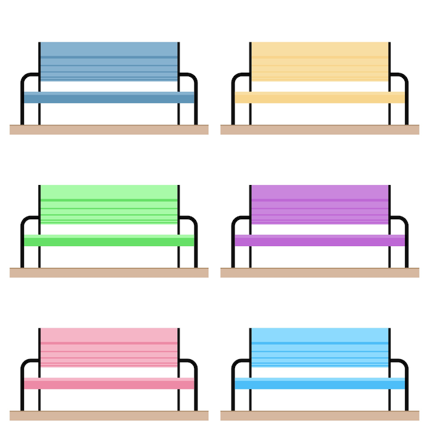 colorful Park bench element icon game asset