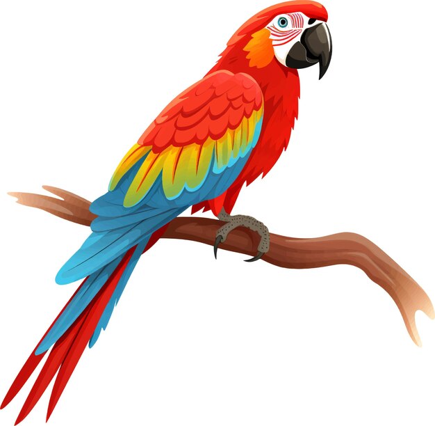 Vector a colorful parrot on a branch with a picture of a parrot on it