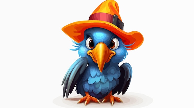 Vector colorful parrot wearing witch hat playful and amusing bird costume for halloween