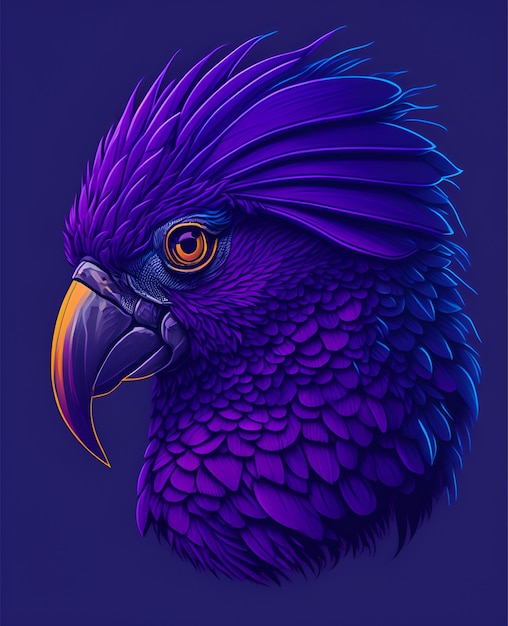 A colorful parrot with a blue background and the word parrot on the front.