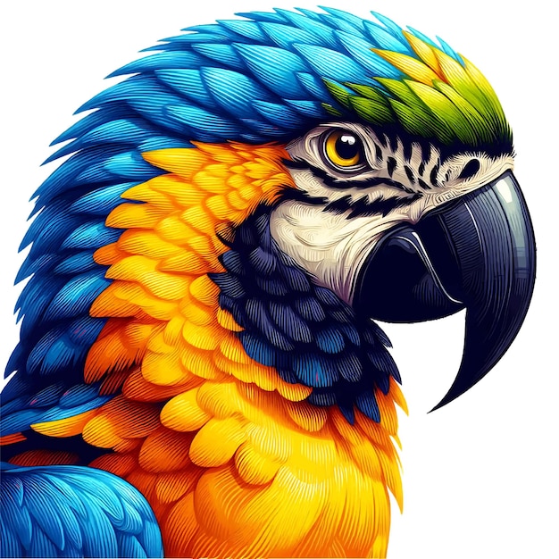 A colorful parrot with a blue head and yellow eyescloseup of a colourful parrotGold and Blue Macaw i