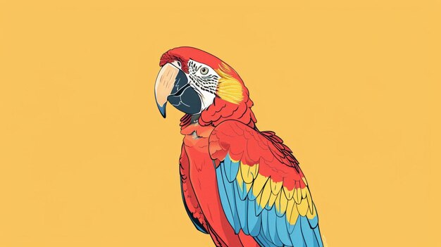 Vector a colorful parrot with a yellow background