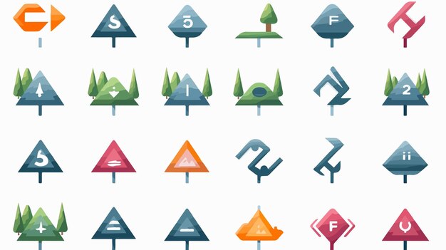 Vector colorful path direction arrows navigation icon