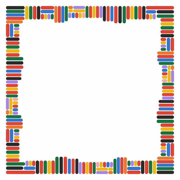 Vector colorful pattern frame fun colorful lines or stripes doodle shape border