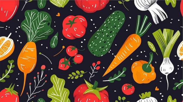 a colorful pattern with vegetables and the word vegetable on it