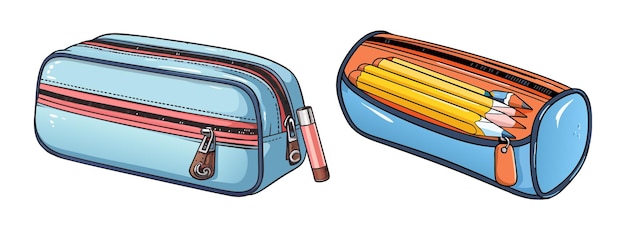 Colorful pencil case vector equipment for pencils case for crayons vector illustration