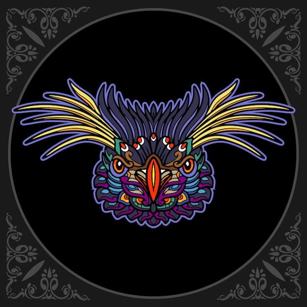 Colorful Penguin mandala arts isolated on black background