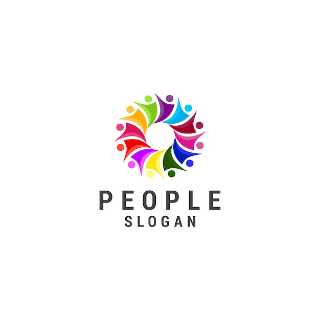 Colorful people logo icon design template luxury premium vector