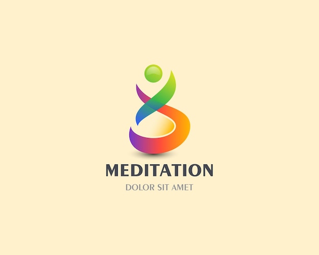 Colorful people meditation logo gradient