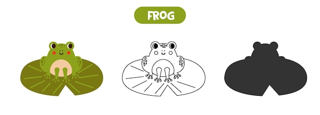 Colorful picture black and white illustration vector silhouette Cute frog