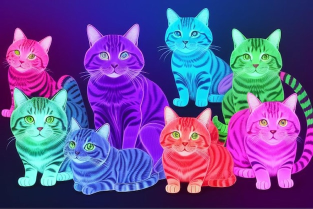 a colorful picture of a cat with the number 7 on it