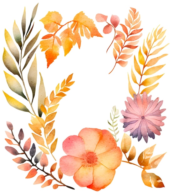 a colorful picture of flowers and leaves