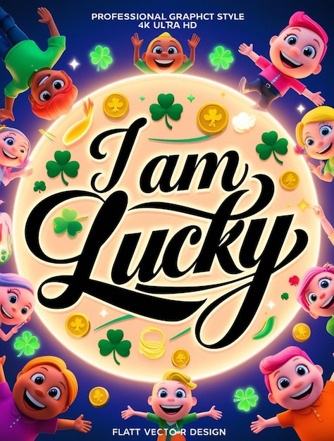 Vector a colorful picture of a happy lucky clover and clovers