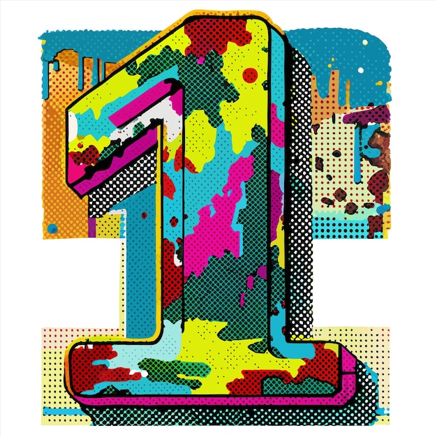 a colorful picture of a letter l with the number 1 on it