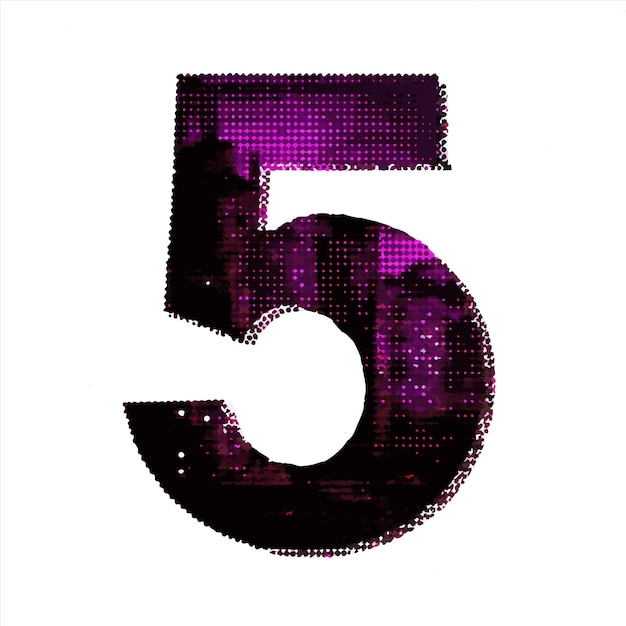 Vector a colorful picture of a number 5 with a purple background