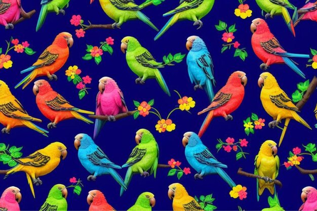 Vector a colorful picture of parrots and flowers with the words parrots on it