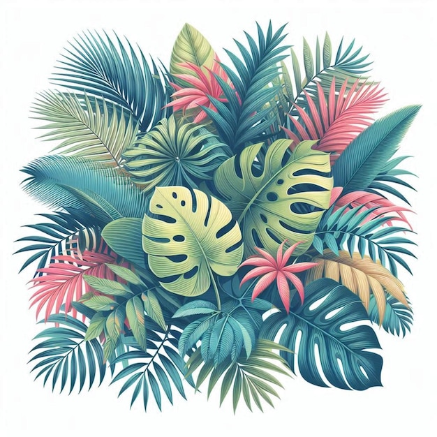 a colorful picture of a tropical plant with a tropical fish on it