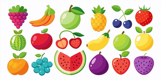 a colorful picture of a variety of fruits including a fruit