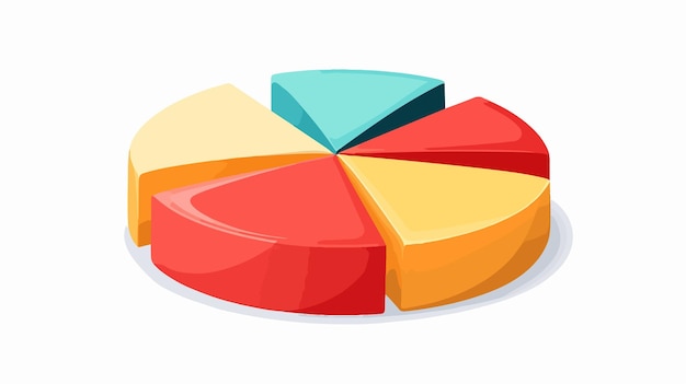 Colorful Pie Chart Vector in Cartoon Style for Data Analysis and Business Presentations