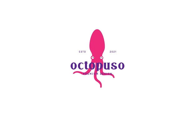 Colorful pink octopus flat logo symbol vector icon illustration graphic design