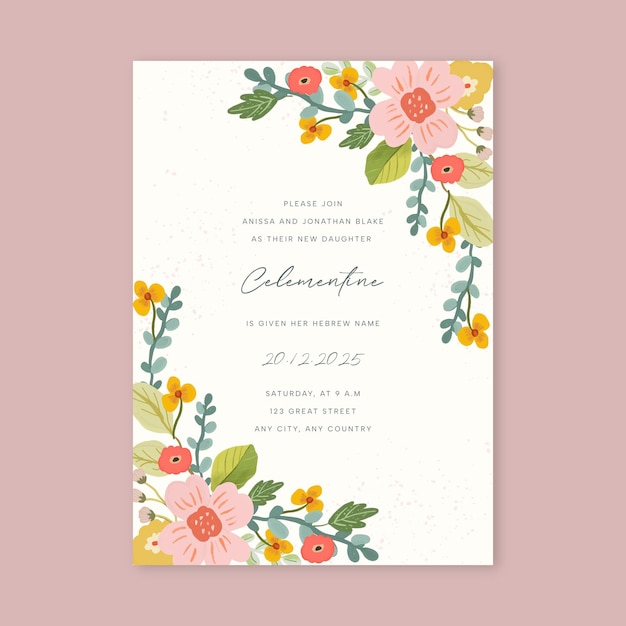 Colorful Pink and Red Floral Wedding Invitation