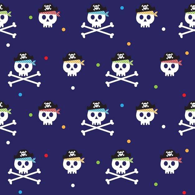 Vector colorful pirates skull with dark blue background