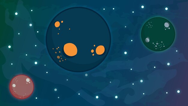 colorful planets with comets on space background with stars