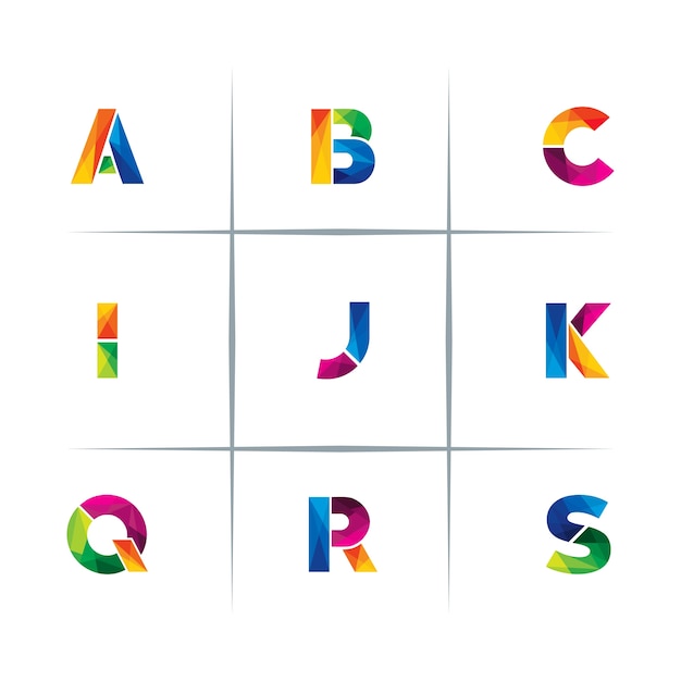 Colorful Polygon Letter Logo Design Set 