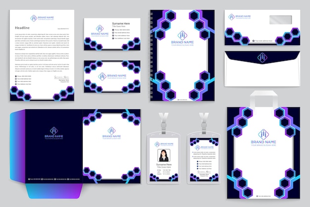 Vector colorful polygon stationery design