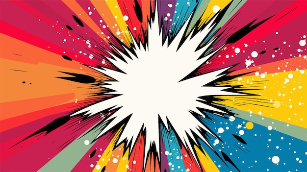 Colorful Pop Art Explosion Over Grunge Background Vector Illustration