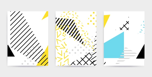 Colorful Pop art geometric pattern with bright bold blocks squiggles Colorful Material Design Background in Pink Yellow Blue Black and White Prospectus poster magazine broadsheet leaflet book