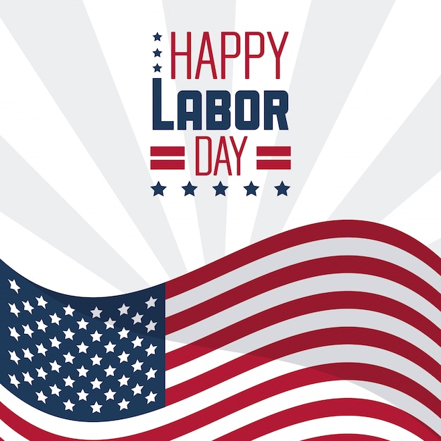 Colorful poster of happy labor day with the american flag