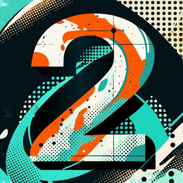 a colorful poster with the number 2 on it