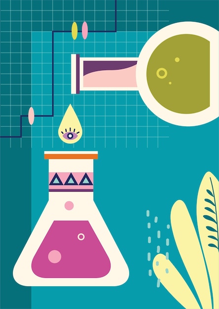 Colorful Potion Mixing Vector Art Illustration