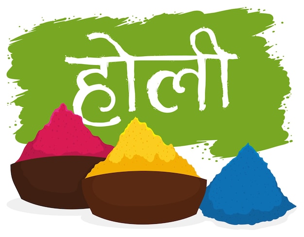 Colorful powders called gulal or abir on clay bowls ready to be used during Holi Festival