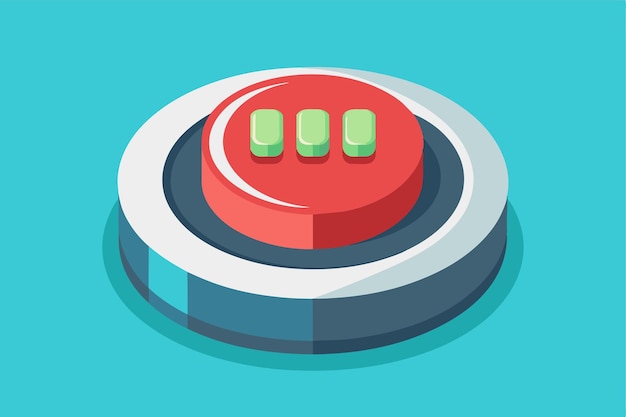 A colorful press pause button design showcases a prominent red button with green icons on a contrasting background Press pause Customizable Semi Flat Illustration