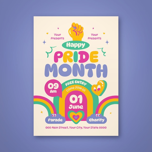 Vector colorful pride month poster 01