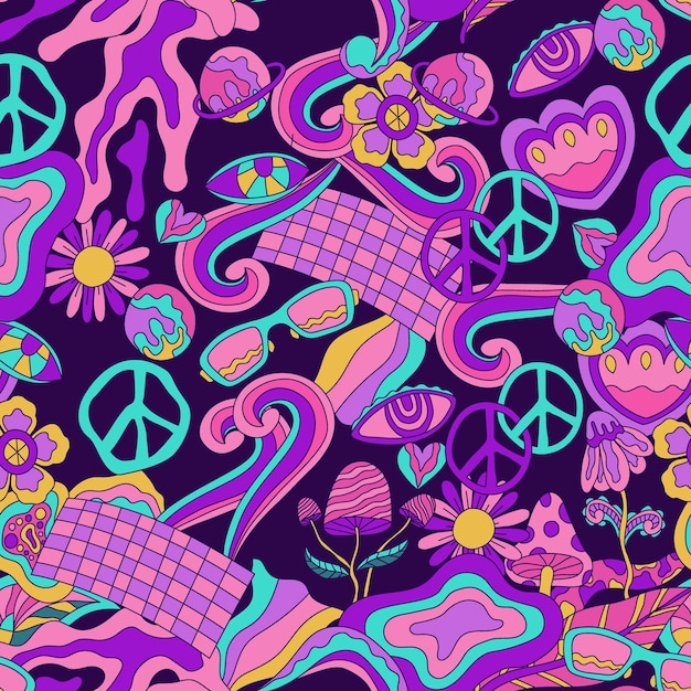 Colorful Psychedelic Seamless Pattern