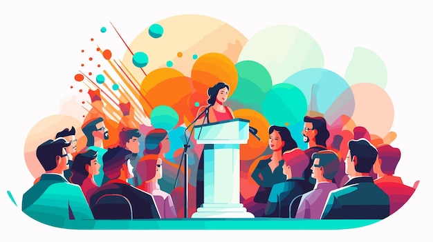 Vector colorful public speaking icon vector illustration