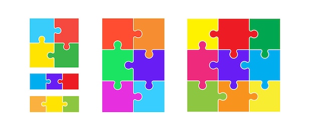 Colorful puzzles grid Jigsaw puzzle 9 6 4 and 3 pieces