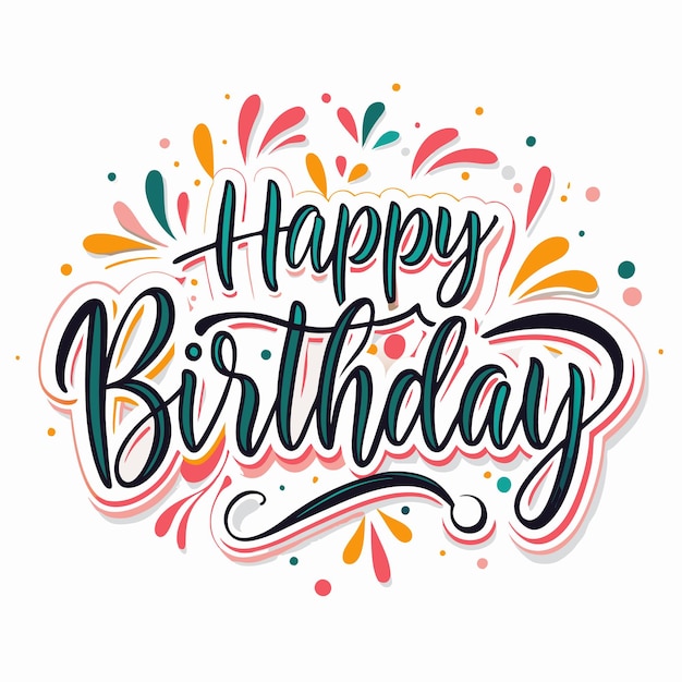 Colorful quotHappy Birthdayquot lettering with decorative elements