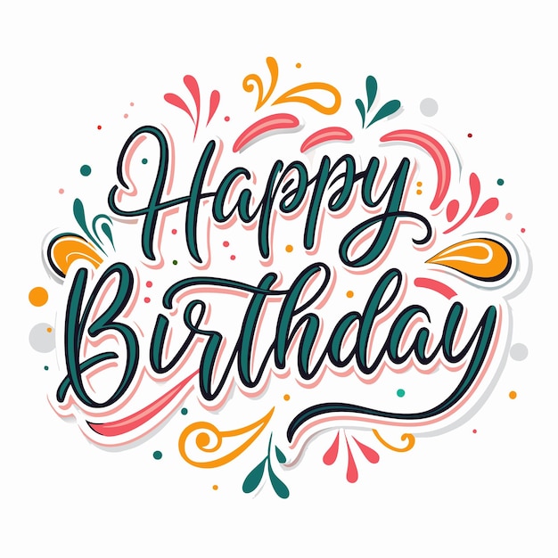 Colorful quotHappy Birthdayquot lettering with festive design elements