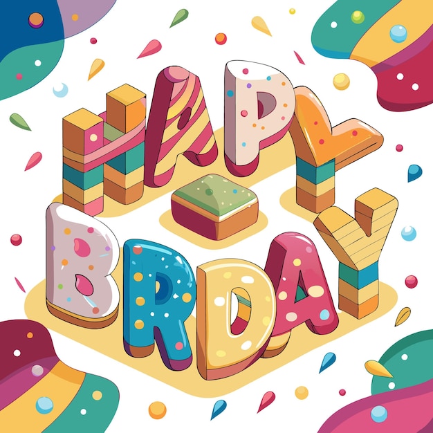 Vector colorful quothappy birthdayquot text design with festive elements