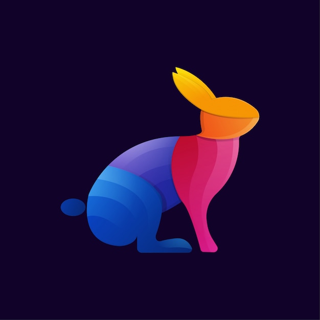 colorful rabbit gradient artwork logo template