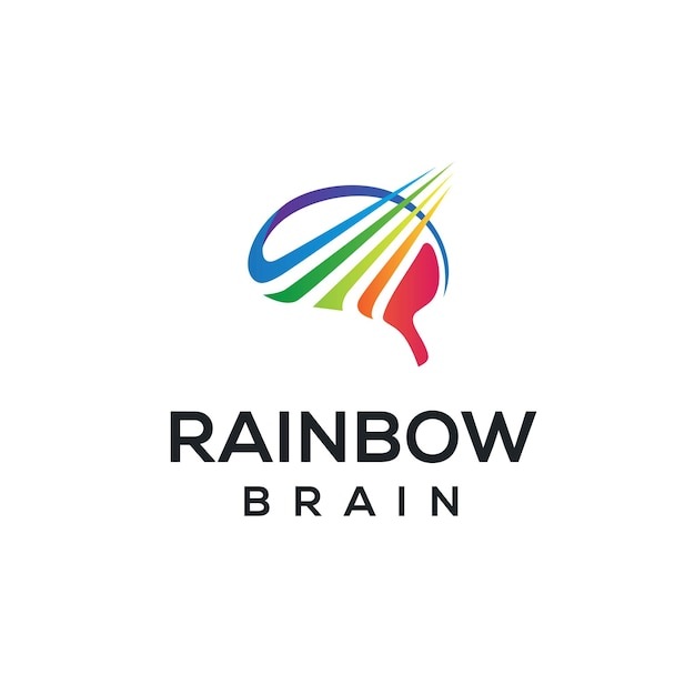 Colorful rainbow and brain logo design inspiration