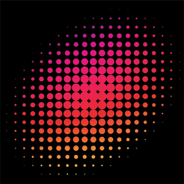 Colorful Rainbow Circle in Halftone Halftone Dot Pattern Vector Illustration