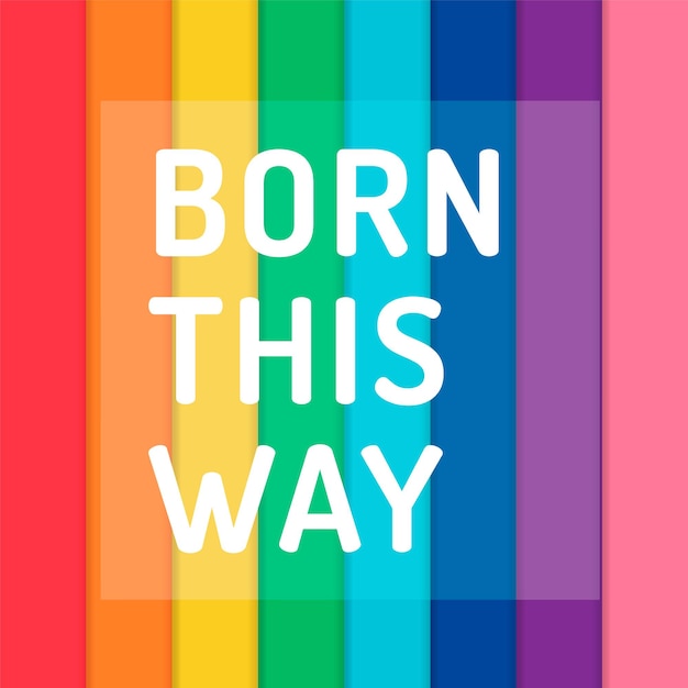 A colorful rainbow colored background with the words born this way